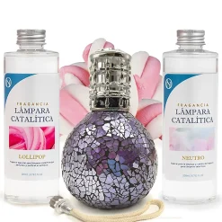 Pack économique Lampe Catalytique Mosaïque de minuit + Parfum Lollipop (200 ml) + Nettoyant Neutre (200 ml) + Mèche de Rechange