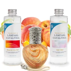 Pack économique Lampe Catalytique Orange Waves + Parfum Peach Velvet (200 ml) + Nettoyant Neutre (200 ml) + Mèche de Rechange