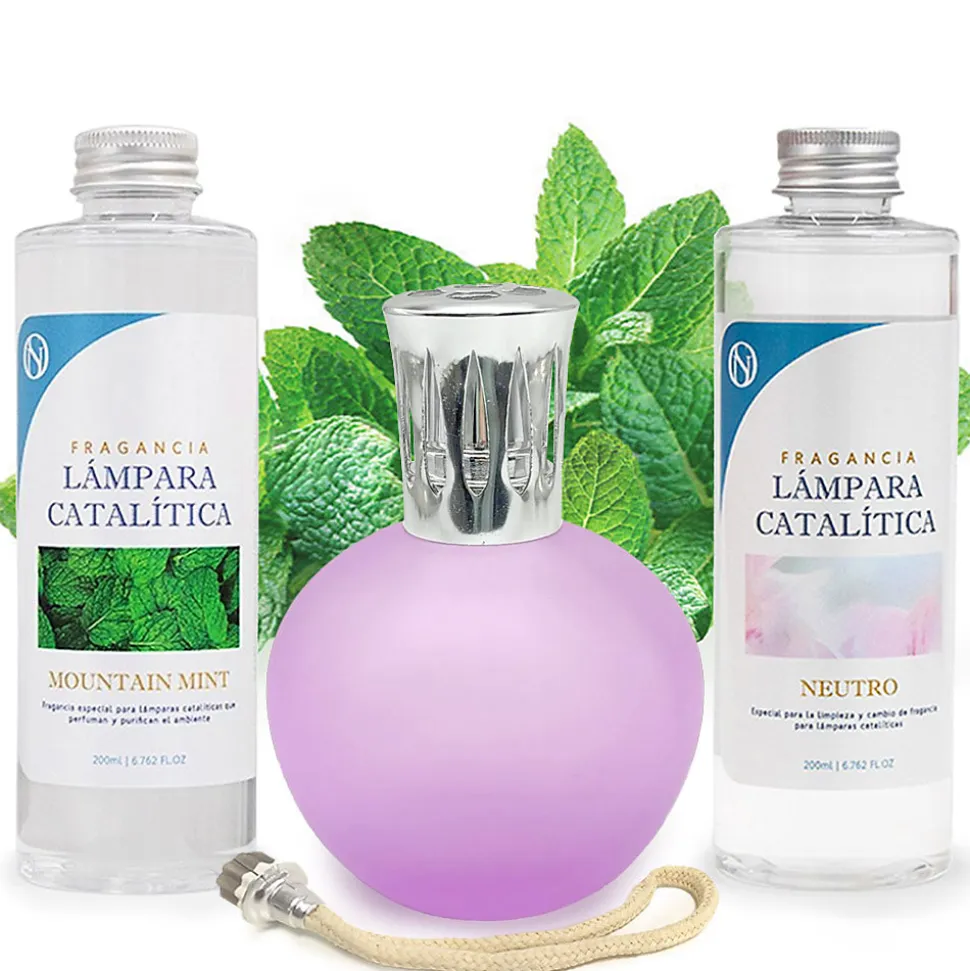 Pack économique Lampe Catalytique Fuchsia Mat + Parfum Mountain Mint (500 ml) + Nettoyant Neutre (200 ml) + Mèche de Rechange