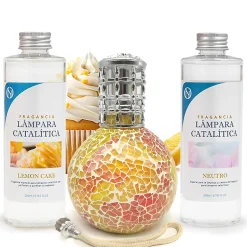 Pack économique Lampe Catalytique Mosaïque Bicolore + Parfum Lemon Cake (200 ml) + Nettoyant Neutre (200 ml) + Mèche de Rechange
