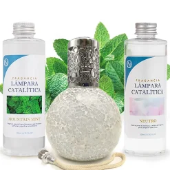 Pack économique Lampe Catalytique Mosaïque Blanc + Parfum Mountain Mint (500 ml) + Nettoyant Neutre (200 ml) + Mèche de Rechange