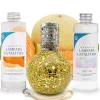 Pack économique Lampe Catalytique Mosaïque Doré + Parfum Waikiki Melon (200 ml) + Nettoyant Neutre (200 ml) + Mèche de Rechange