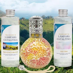 Pack économique Lampe Catalytique Mosaïque Bicolore + Parfum Provence Breeze (500 ml) + Nettoyant Neutre (200 ml) + Mèche Rechange