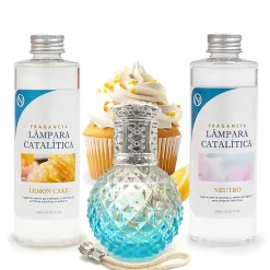 Pack économique Lampe Catalytique Blue Diamonds + Parfum Lemon Cake (200 ml) + Nettoyant Neutre (200 ml) + Mèche de Rechange