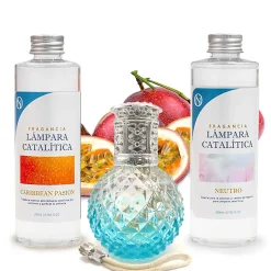 Pack économique Lampe Catalytique Blue Diamonds + Parfum Caribbean Passion (200 ml) + Nettoyant Neutre (200 ml) + Mèche Rechange