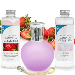 Pack économique Lampe Catalytique Fuchsia Mat + Parfum Wild Strawberry (500 ml) + Nettoyant Neutre (200 ml) + Mèche de Rechange
