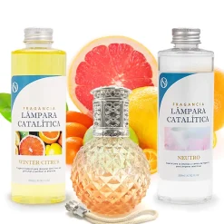 Pack économique Lampe Catalytique Orange Diamonds + Parfum Winter Citrus (500 ml) + Nettoyant Neutre (200 ml) + Mèche de Rechange