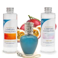 Pack économique Lampe Catalytique Aqua Marina + Parfum Caribbean Passion (500 ml) + Nettoyant Neutre (200 ml) + Mèche de Rechange