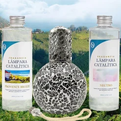 Pack économique Lampe Catalytique Mosaïque Noir + Parfum Provence Breeze (500 ml) + Nettoyant Neutre (200 ml) + Mèche de Rechange