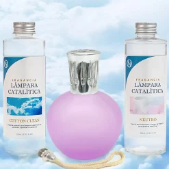 Pack économique Lampe Catalytique Fuchsia Mat + Parfum Cotton Clean (500 ml) + Nettoyant Neutre (200 ml) + Mèche de Rechange