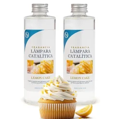Pack économique 2x Parfum de lampe catalytique 500ml: Arôme Lemon Cake. Profitez plus longtemps de votre parfum préféré