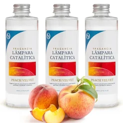 Pack économique 3x Parfum pour lampe catalytique 500 ml : Arôme Peach Velvet - Profitez plus longtemps de votre parfum préféré