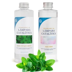Pack économique 2x Parfum pour lampe catalytique 200 ml : 1 arôme Mountain Mint + 1 nettoyant neutre