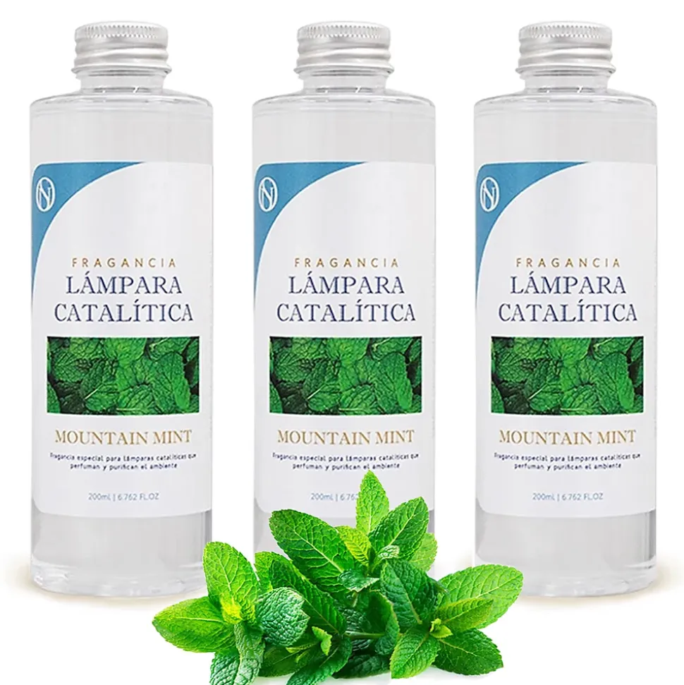 Pack économique 3x Parfum pour lampe catalytique 500 ml : Arôme Mountain Mint - Profitez plus longtemps de votre parfum préféré