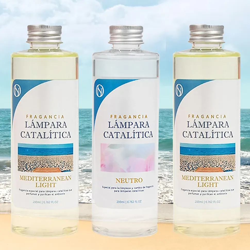 Pack économique 3x Parfums pour Lampe Catalytique : 2 Arômes Mediterranean Light 500 ml + Nettoyant Neutre 200 ml