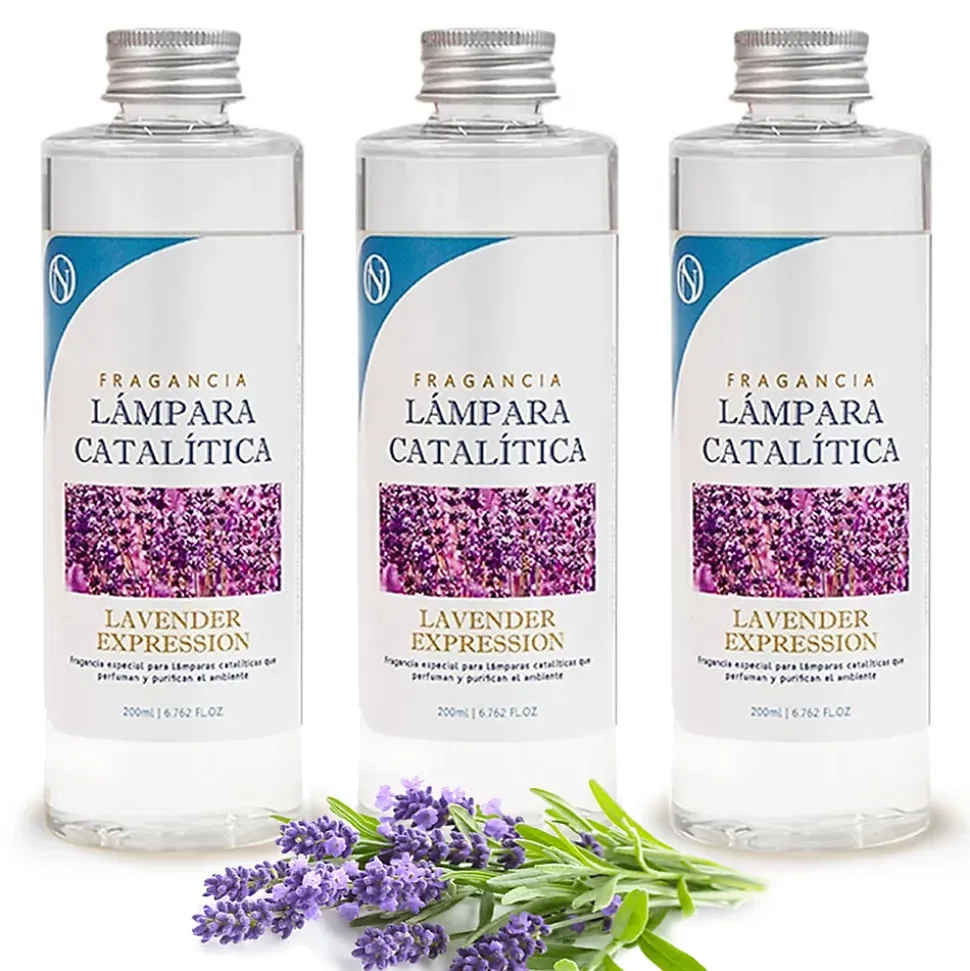 Pack économique 3x Parfums lampe catalytique 200 ml : Arôme Lavender Expression - Profitez plus longtemps de votre parfum préféré
