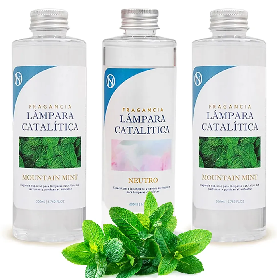 Pack économique 3x Parfums pour Lampe Catalytique : 2 Arômes Mountain Mint 500 ml + Nettoyant Neutre 200 ml