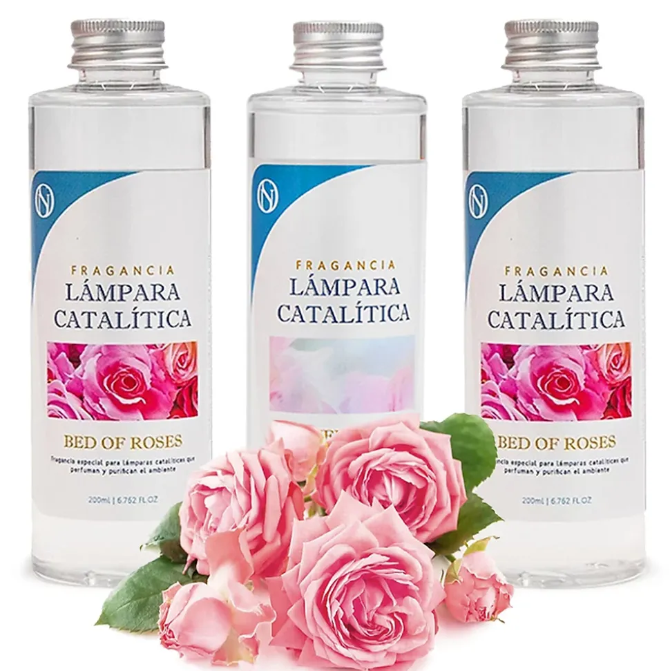 Pack économique 3x Parfums pour lampe catalytique : Arôme Bed of Roses 500 ml + Nettoyant neutre 200 ml