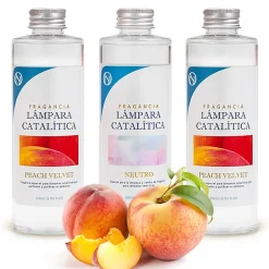 Pack économique 3x Parfums pour Lampe Catalytique : 2 Arômes Peach Velvet 500 ml + Nettoyant Neutre 200 ml
