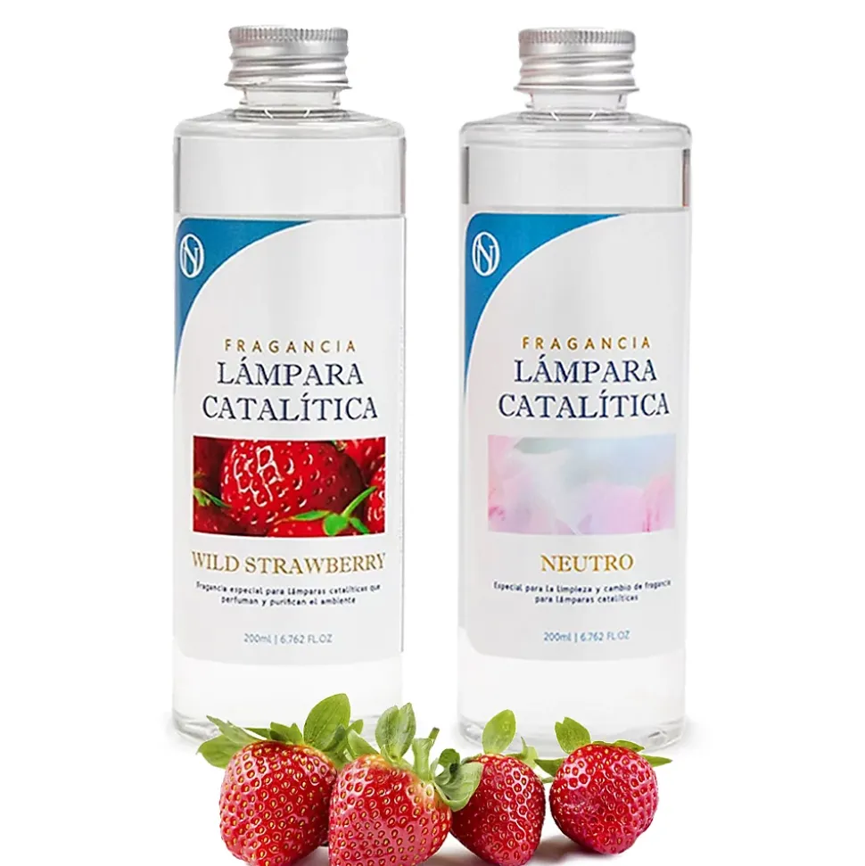 Pack économique 2x Parfums pour lampe catalytique 200ml: 1 arôme Wild Strawberry + 1 Nettoyant neutre