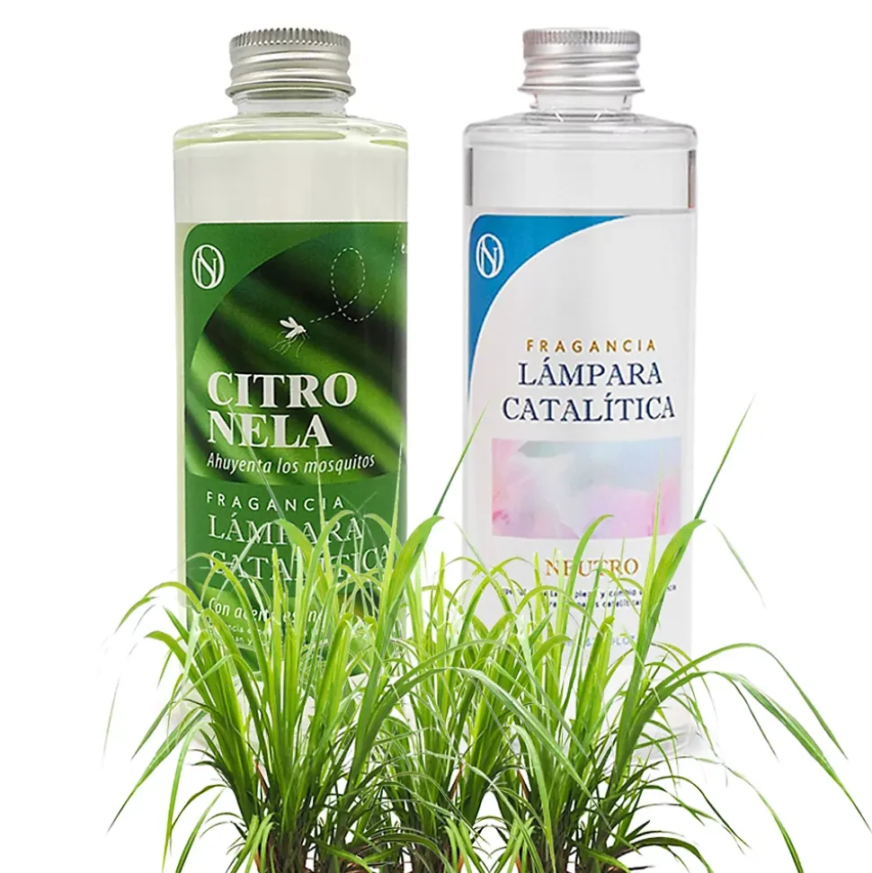 Pack économique 2x Parfums pour lampe catalytique 200 ml : 1 arôme Citronnelle + 1 Nettoyant neutre