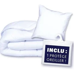 Pack couette 140x200 cm + 1 oreiller 60x60 cm + 1 Protege oreiller 60x60 cm - garnissage 100% Polyester - 350g/m² - blanc - DODO