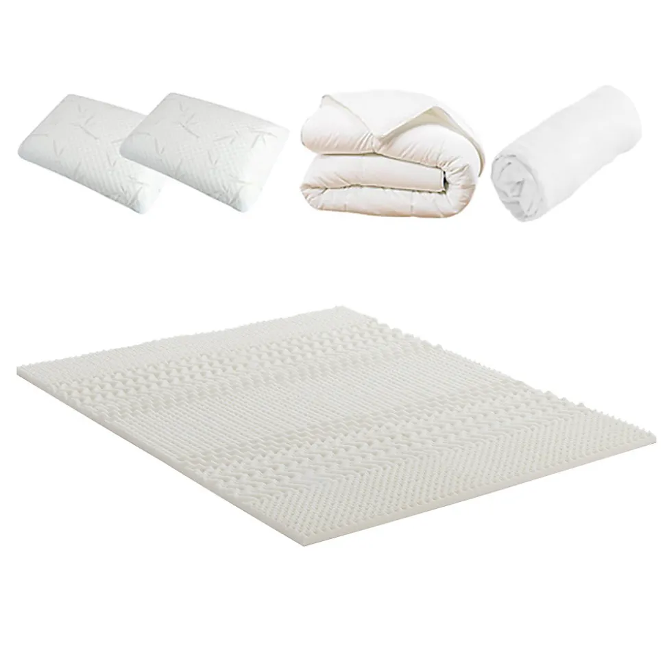 Pack Douce Nuit Surmatelas + Protège matelas + Couette + Oreillers 180x200 cm