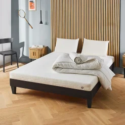 Pack Egio 160x200 cm Matelas Mousse + Sommier Bois + Accessoires