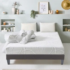 Pack Eupraxie 90x190 cm Matelas Mousse + Sommier Bois + Accessoires