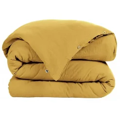 Pack housse de couette "Gaïa" toutes dimensions "Gaze de Coton" - Gaïa Safran - Pack 3 Pièces pour lit 90 x 190 cm (1 Housse de co