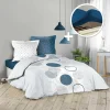 Pack housse de couette 260x240 cm voie lactee + drap housse 160 x 200 bleu