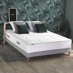 Pack matelas ressort 7 zones et sommier et oreiller couette 140x190