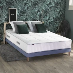 Pack matelas ressort 7 zones sommier oreiller couette 160x200