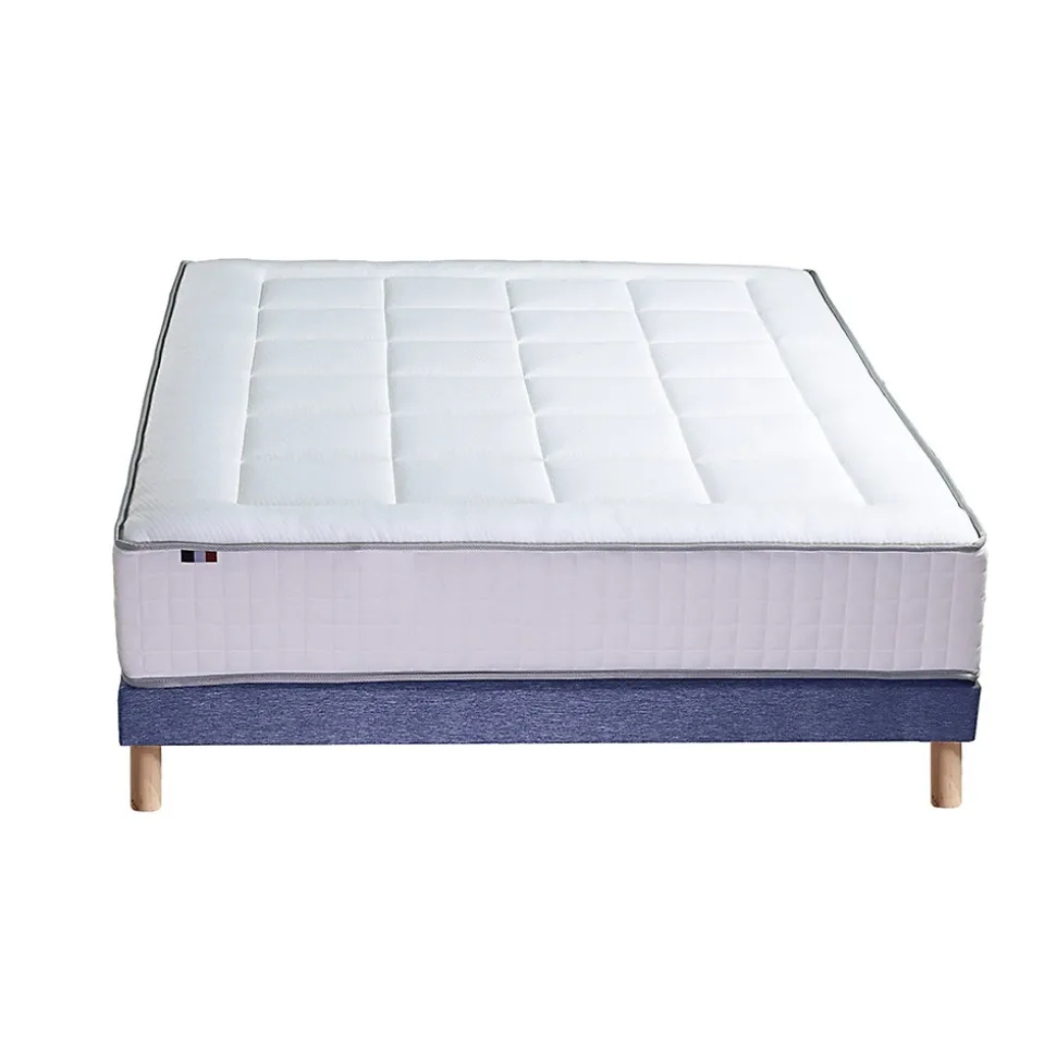 Pack matelas ressort 7 zones sommier oreiller couette 160x200
