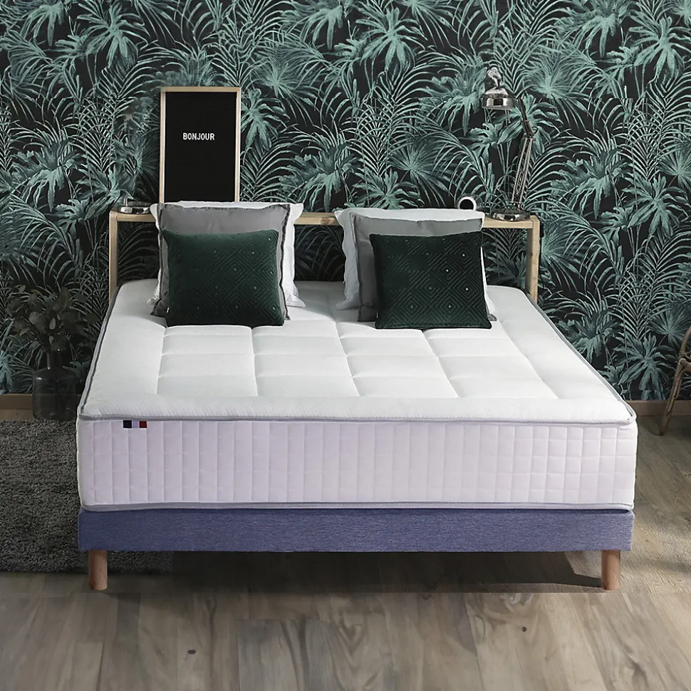 Pack matelas ressort 7 zones sommier oreiller couette 160x200
