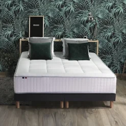 Pack matelas ressort 7 zones sommier oreiller couette 2x90x200
