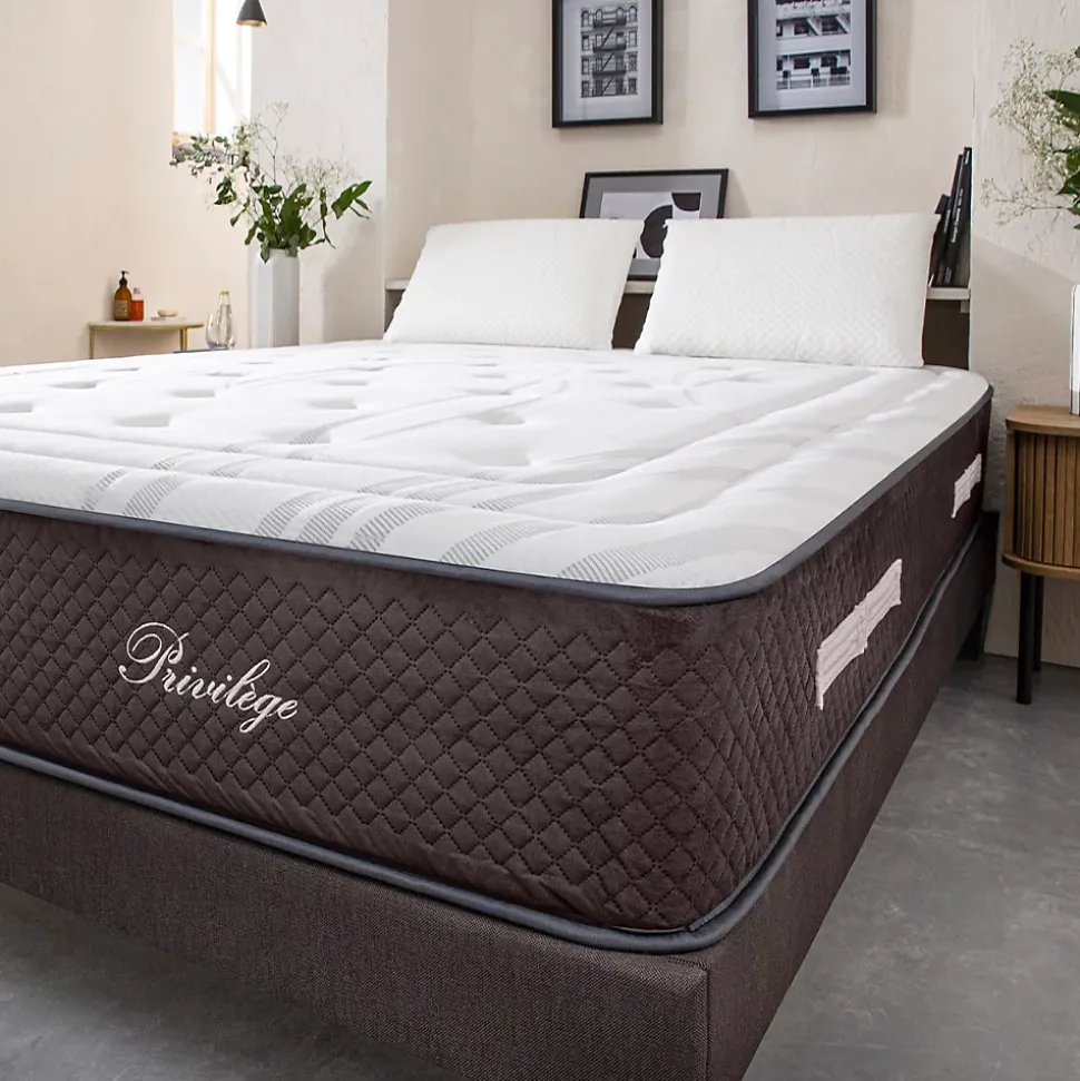 Pack Privilège 90x200 cm Matelas Ressorts + Sommier Bois + Protège matelas anti punaise