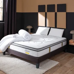 Pack Reina 2.0 180x200 cm Matelas Ressorts + Sommier Bois + Accessoires