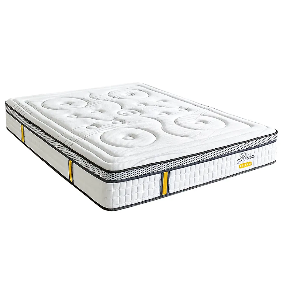 Pack Reina 2.0 180x200 cm Matelas Ressorts + Sommier Bois + Accessoires