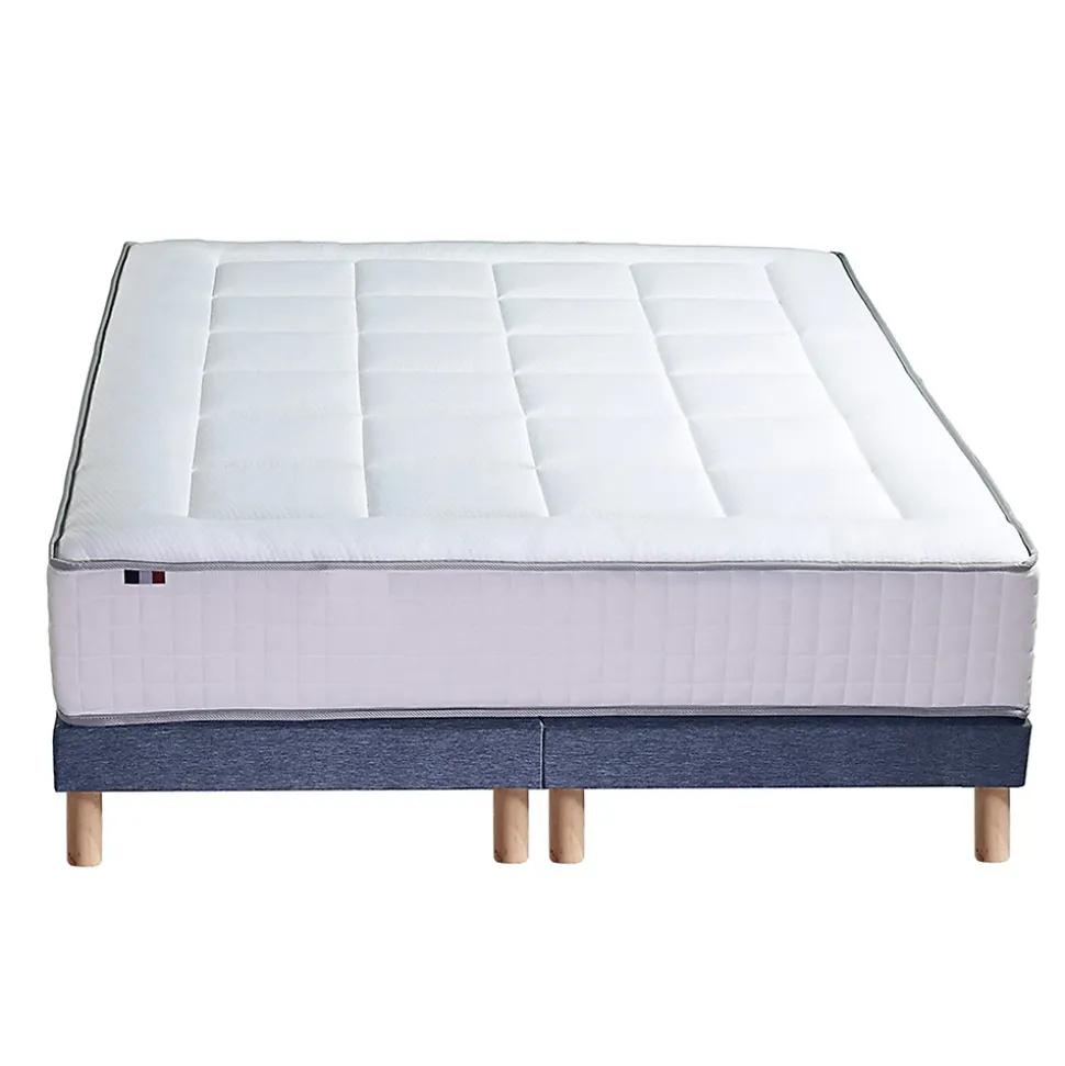 Pack ressort 7 zones mémoire forme sommier couette oreiller 180x200