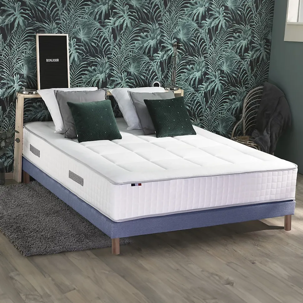 Pack ressort 7 zones mémoire forme sommier couette oreiller 180x200