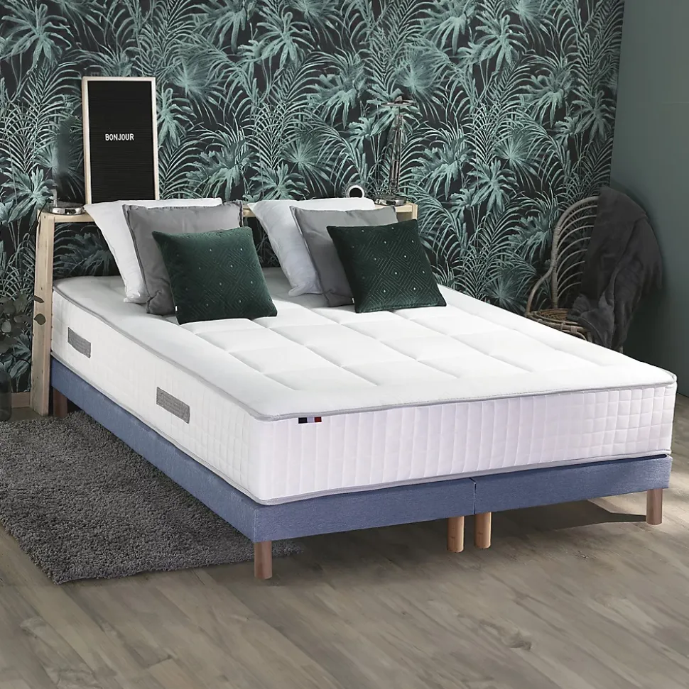 Pack ressort 7 zones mémoire forme sommier couette oreiller 180x200