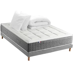 Pack ressort 7 zones sommier couette oreiller 140x190