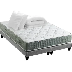 Pack ressort 7 zones sommier couette oreiller 2x80x200