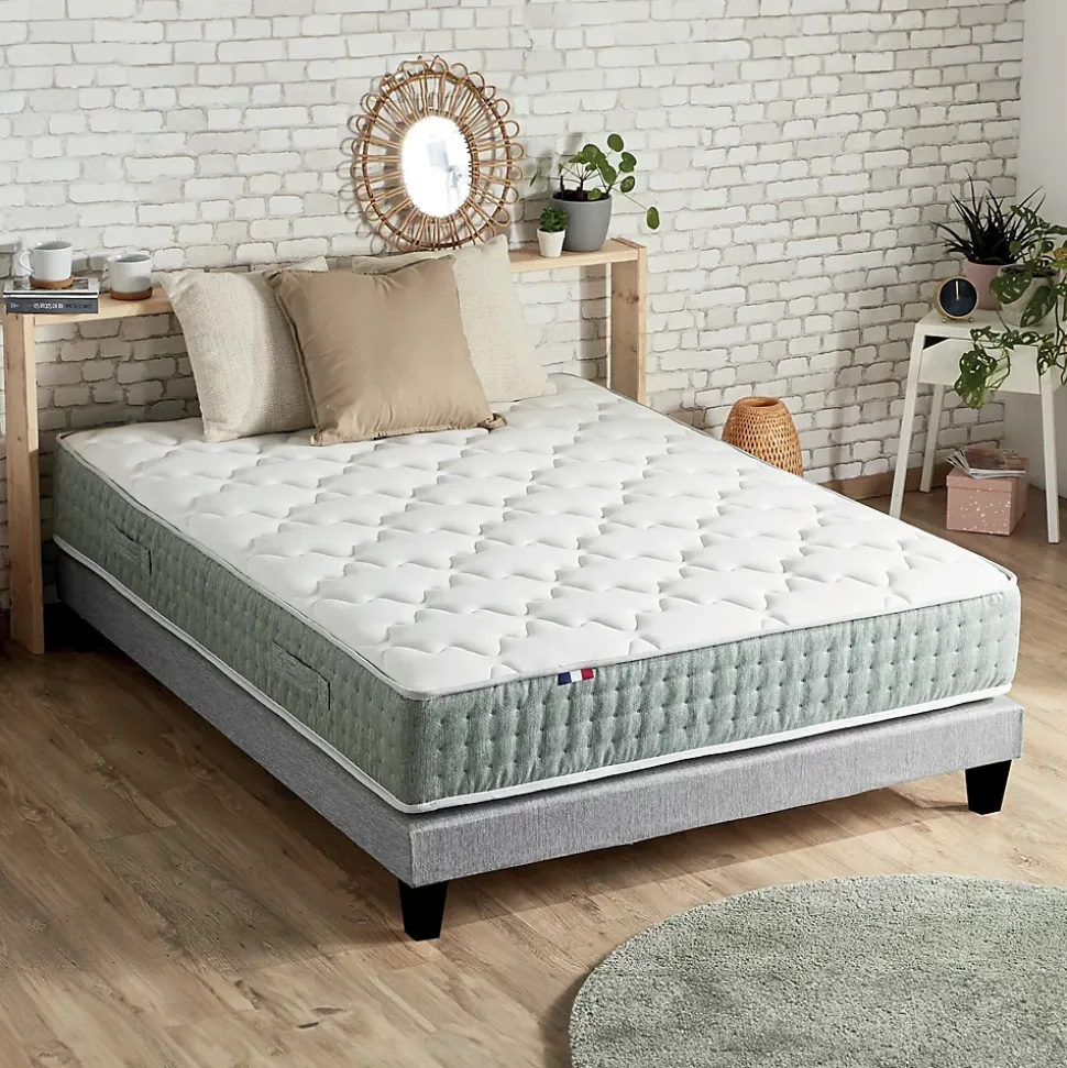 Pack ressort 7 zones sommier couette oreiller 160x200