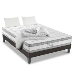 Pack Royal 5 Etoiles 140x190 cm Matelas Mousse + Sommier Bois + Accessoires