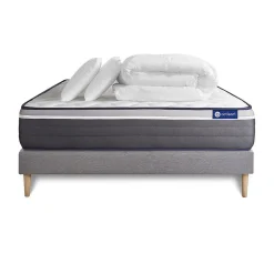 Pack sommier kit matelas Latex et mémoire de forme avec couette et oreillers