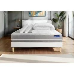 Pack sommier kit matelas Mémoire de forme avec couette et oreillers