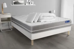 Pack sommier kit matelas Mémoire de forme avec couette et oreillers