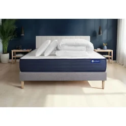 Pack sommier kit matelas Mémoire de forme avec couette et oreillers